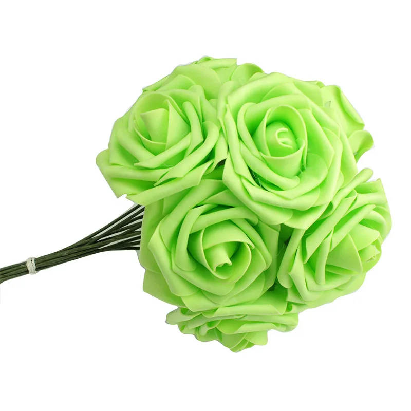 10 головок поддельные розы Искусственные цветы букет для свадьбы домашний декор DIY украшения искусственные с цветами, для украшения дома - Цвет: Green
