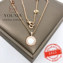 

1:1 Customized S925 Sterling Silver Round Rose Gold White Face Gold Black Face Fashion Noble Luxury Diamond Necklace Jewelry