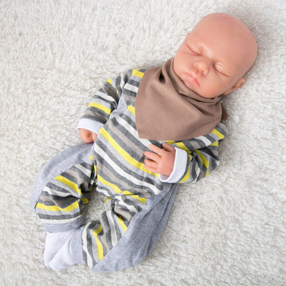 18'' Full Body Silicone Reborn Baby Girl Dolls Eyes Closed Sleeping Baby Toddler Boy Toys