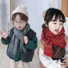 Осень-зима детей Вязание шарф для малышей и детей постарше теплая шарф для девочек, для мальчиков, с принтом От 2 до 12 лет Детские шарфы