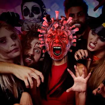 

Halloween Head Mask Horror Virus Germs Bacterial Mask For Halloween Cosplay Costume Party Decoration Human Face Mask