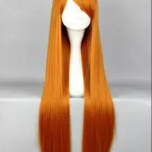 Kawaii Мода имбирь длинный 80 см полный термостойкий парик
