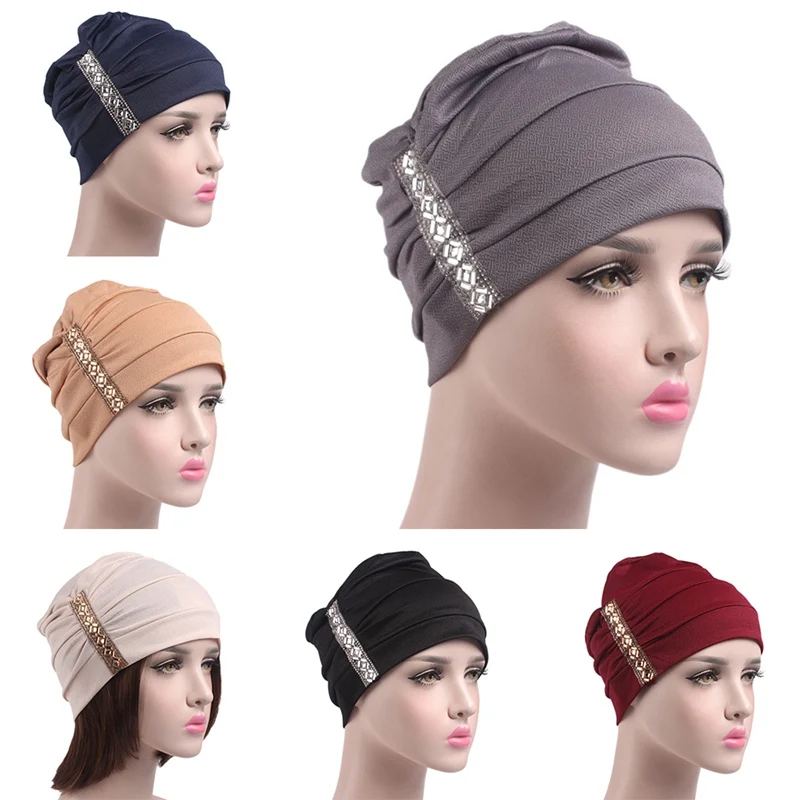 Muslim Velvet Hijab Cap Cancer Chemo Bonnet Hat Islam Turban Cap Headscarf Women Headwear