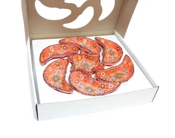 

Orange Color Kutahya Has Turkish Tile Windbreaker Breakfast Set Handmade Traditional Kutahya Ottoman Anatolian Plate TT1