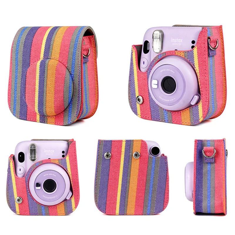 FUJIFILM Instax Mini 11 Mini11 Polaroid Camera Bag Colors Vintage PU Leather Case Shoulder Strap Pouch Carry Cover Protection camera bag purse Bags & Cases