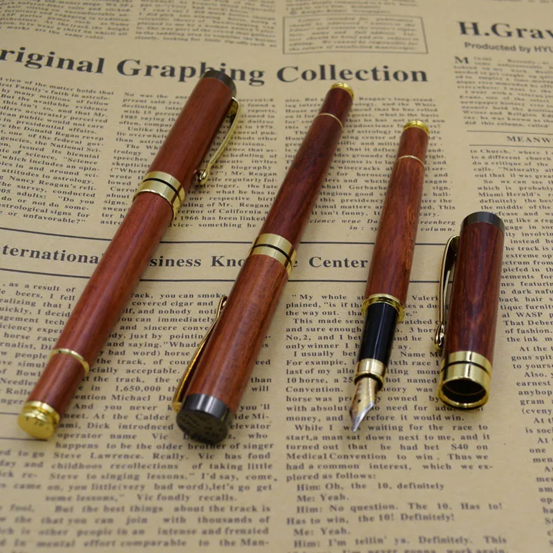 

(12 Pieces/Lot) Nature Wooden Pens Wholesale Vintage Wood Fountain Pen 0.5 mm nib Writing Materials Stationery