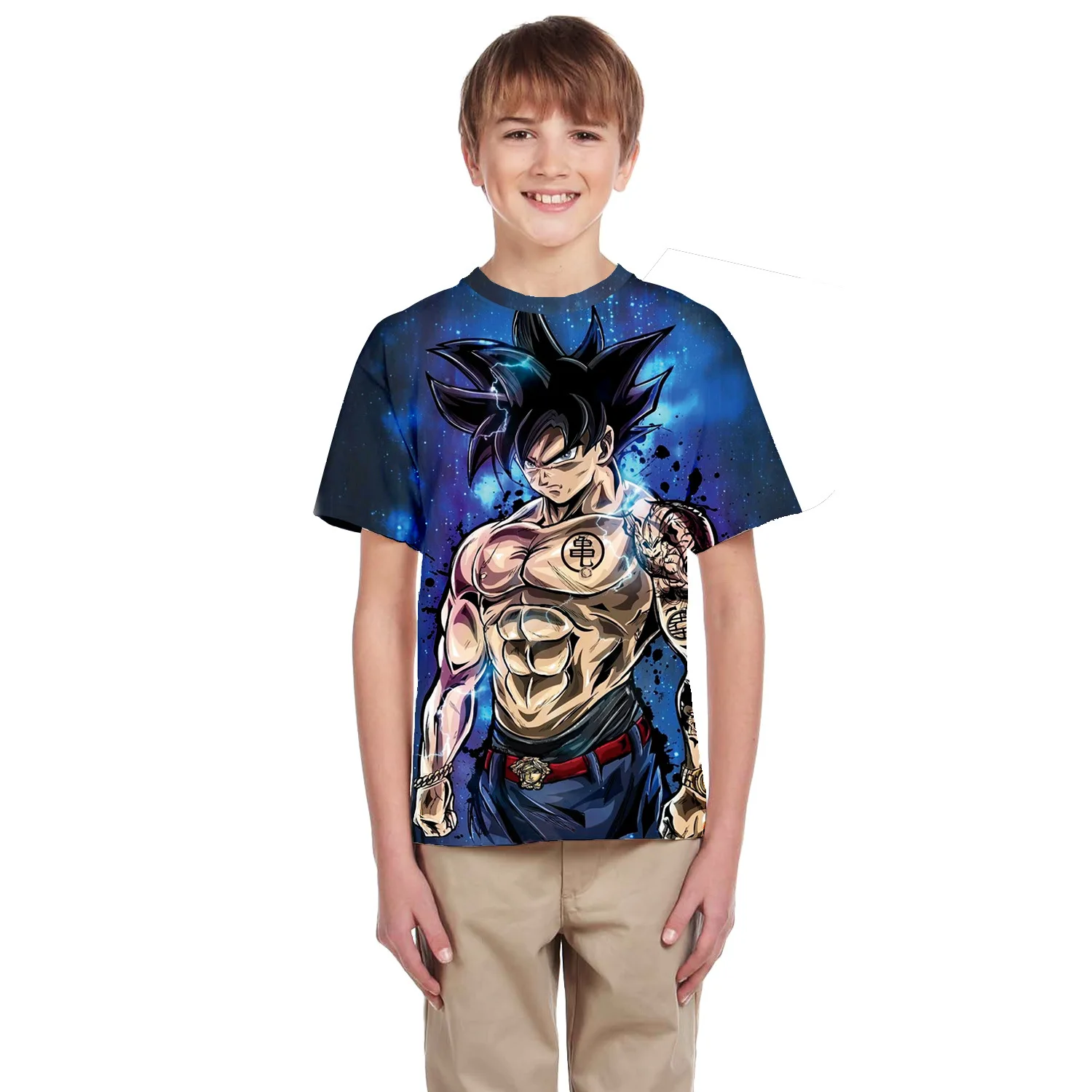 Детская футболка с короткими рукавами и 3D-принтом с персонажами из мультфильмов «Жемчуг дракона», Saiyan Son-Goku wukong, одежда для мальчиков и девочек