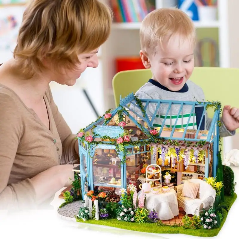 Классический дом декоративные предметы игрушки Улучшенная практическая функция с светодиодный светильник кукольный дом мебель набор 29x20x17,8 см