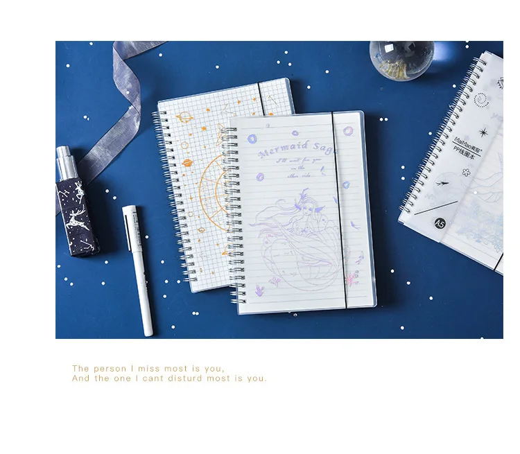 1 Pcs Kawaii Cover Planner Notebook Hot Stamping Star Coil Diary Book Exercise Composition Binding Note Notepad Gift Stationery