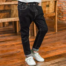 BOY'S Denim Trousers Spring New Style Children Black And White with Pattern Trousers Spring And Autumn Big Boy Pants Korean