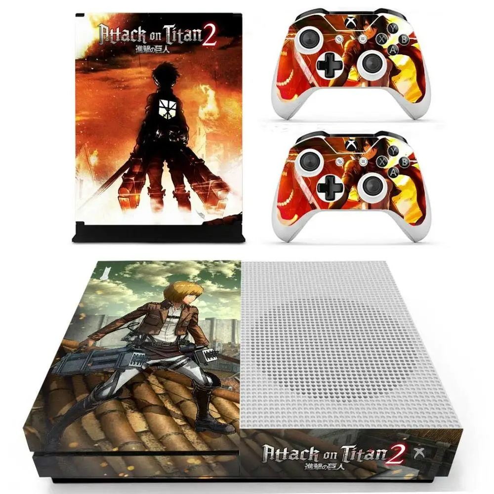 Attack on Titan 2 стикер s для Xbox One S виниловые наклейки на кожу наклейки Pegatinas для Xbox one тонкая консоль и два контроллера шкуры - Цвет: YS-xboxoneS-1233