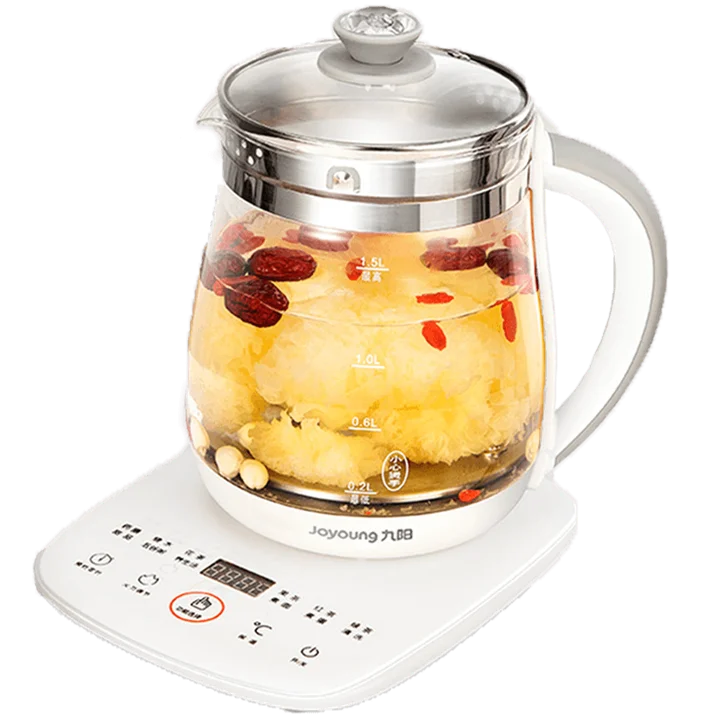 220V 1.5L Household Electric Kettle Automatic Glass Health Preserving Pot Portable Mini Multi Cooker Tea Dessert Cooker 6