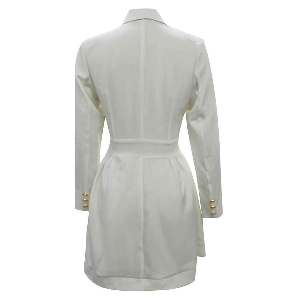 Новое Женское платье с блейзером больших размеров, белое платье трапециевидной формы с v-образным вырезом и длинным рукавом, элегантное облегающее платье для девушек, офисная одежда H1