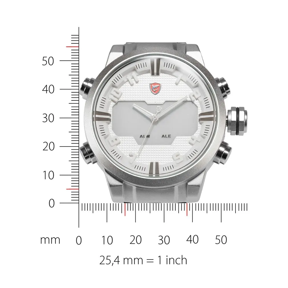 Sawback Angel SHARK Sport Watch Mens Digital LED Backlight Stainless Steel Band Date Alarm Quartz Waterproof Wristwatch /SH202
