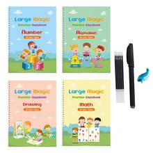 

2021 Newest Big Size 4 Books Magic English 3D Copybook For Calligraphy Repeat Writing Practice Book Montessori Toys 21*27CM