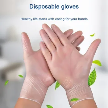 

50PCS Transparent Food Grade Disposable PVC Gloves Anti-static Plastic Gloves For Food Cleaning Cooking Restaurant Kitchen New