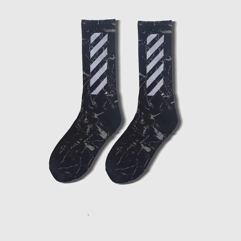 1 пара, Осенние полосатые спортивные хлопковые мужские носки, трендовые хип-хоп носки унисекс для скейтборда, носки до щиколотки, уличная одежда, мужские носки Harajuku - Цвет: Black White