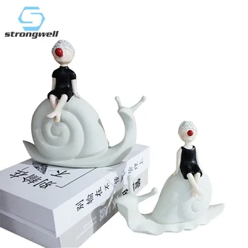 

Strongwell Nordic Snails Girl Sculpture Blowing Bubbles Kids Miniature Figurines Home Decoration Children Birthday Gifts Cartoon