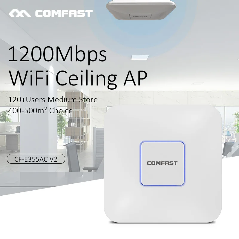 

COMFAST 1200Mbps WiFi Ceiling AP Indoor 11AC 2.4 5.8G Wireless WiFi Access Point AP Wi fi Repeater Extender POE Power Adapter