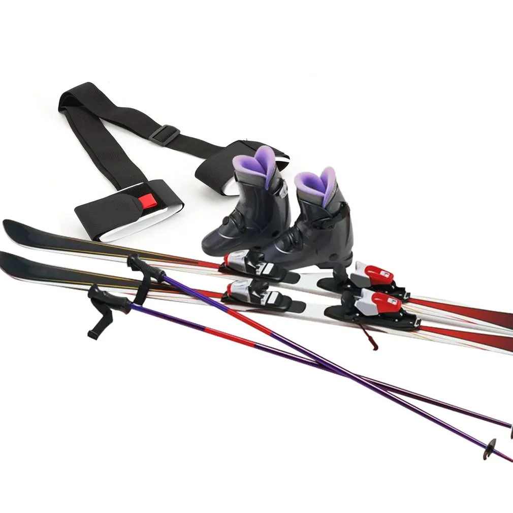 Adjustable Skiing Pole Shoulder Hand Carrier Lash Handle Straps Porter Hook Loop Protecting Black Nylon Ski Handle Strap Bags
