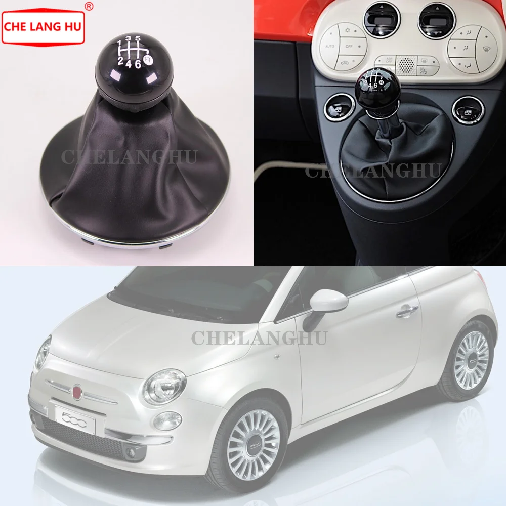 

For Fiat 500C 2009 2010 2011 2012 2013 2014 2015 Car-styling 6 Speed Gear Shift Stick Knob Level With Leather Boot