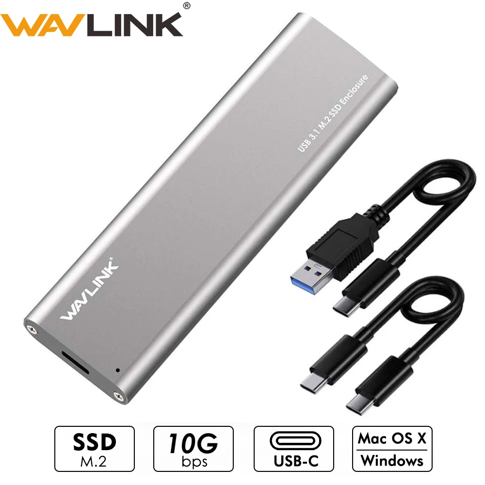 Wavlink Алюминиевый USB C Gen 2 10 Гбит/с M.2 SSD корпус B Ключ внешний адаптер до 10 Гбит/с USB 3,1 Тип C NGFF SATA жесткий диск коробка