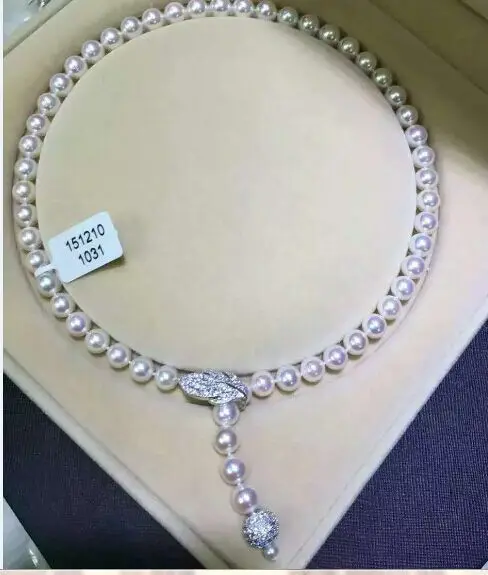 white pearl necklace 24inch silver 