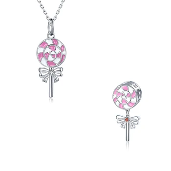 

925 sterling silver lollipop charm beads suitable for European bracelet women's fine jewelry 2020 Halloween hot selling gifts