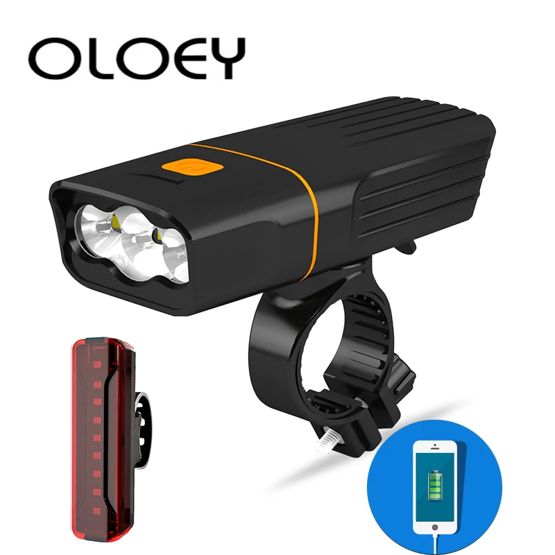 

OLOEY Bike Light light T6 LED 5200mAh Bike Bicycle Taillight USB Front Lamp Waterproof Headlight Flashlight Cycling Head Light