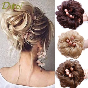 DIFEI синтетические кудрявые шиньоны, резинки для наращивания, эластичные натуральные накладные волосы, пучок волос, аксессуары для волос - изображение