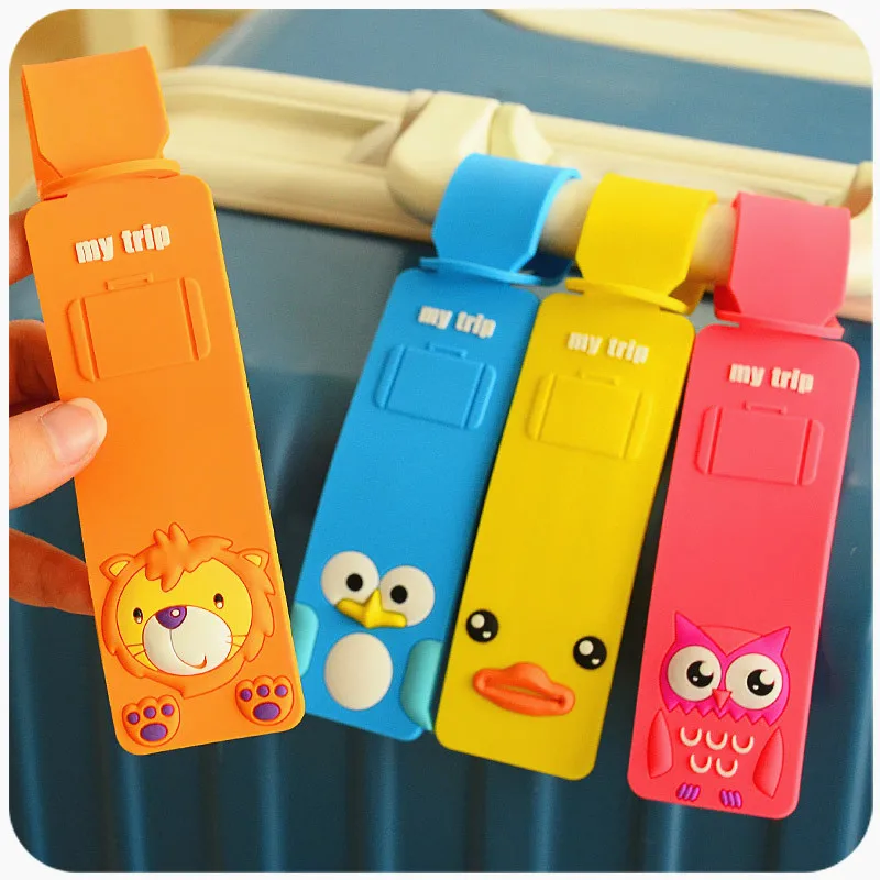 Cartoon Silicone Travel Luggage Tags Baggage Suitcase Bag Labels Name Address Fashion Cute Bag Accessories New Lovely ID Holder