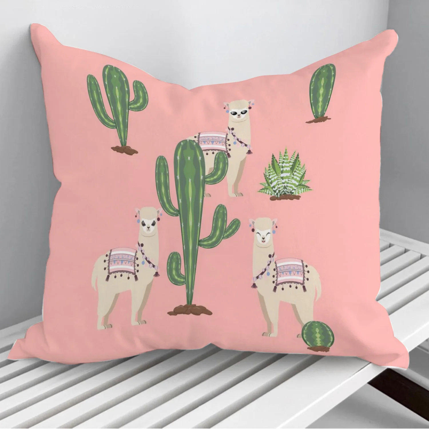 

Alpaca with cacti Throw Pillows Cushion Cover On Sofa Home Decor 45*45cm 40*40cm Gift Pillowcase Cojines Dropshipping