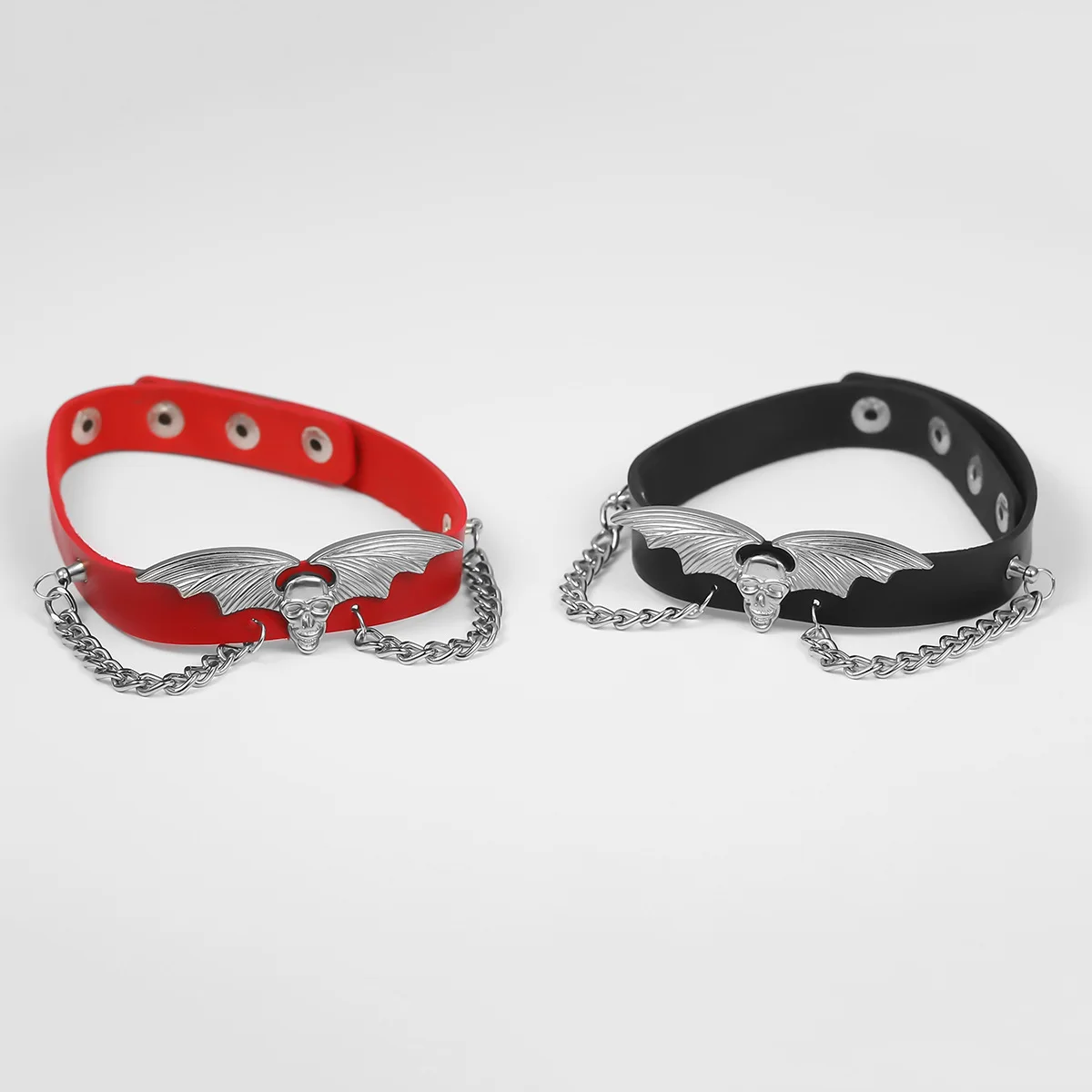 Преувеличенная индивидуальность, украшенное летучей мышью колье, ретро красная черная кожаная цепочка, короткое ожерелье для девушек, вечерние ювелирные изделия на каждый день