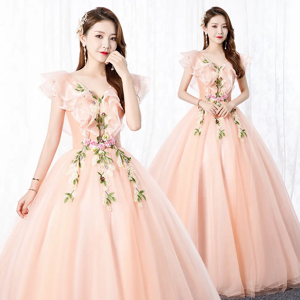 

Quinceanera Dress 2020 New Gryffon Party Prom Dress Elegant V-neck Ball Gown Sweet Floral Print Quinceanera Dresses Customize