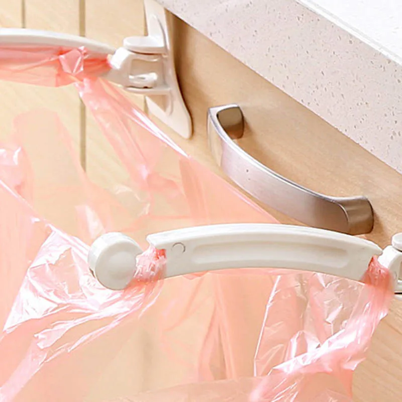 Kitchen Cabinet bags hooks Trash Garbage Bag Hanger Cupboard Door Hanging Rack holder for storage bag kitchen accessories 2pcs