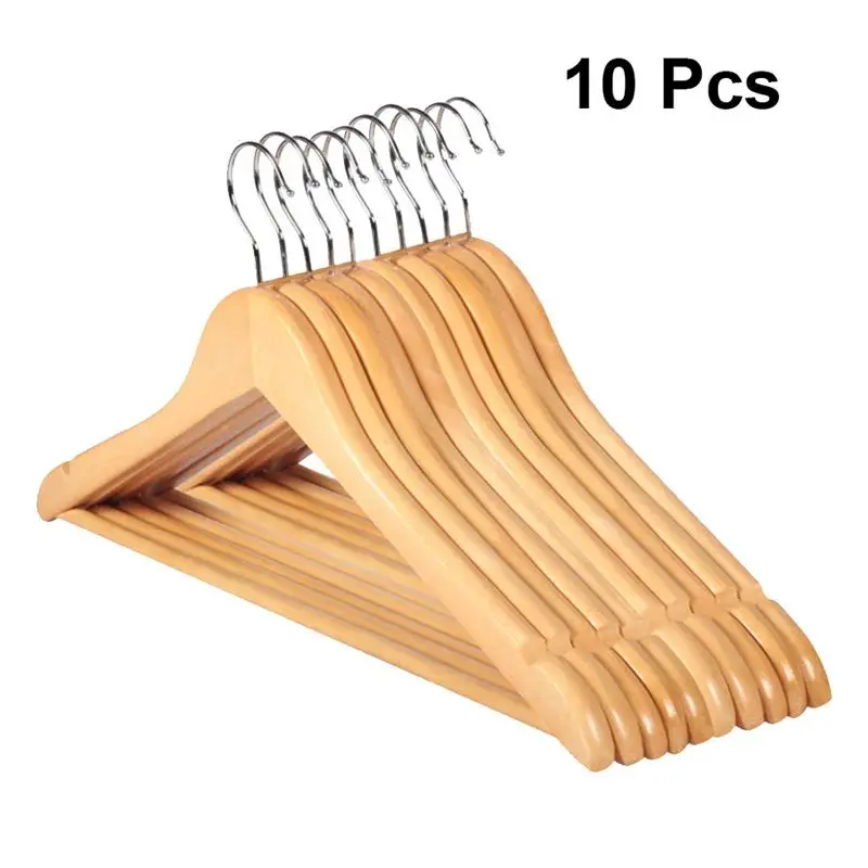 10pcs Solid Wood Hanger Non Slip Hangers Clothes for Hangers Shirts