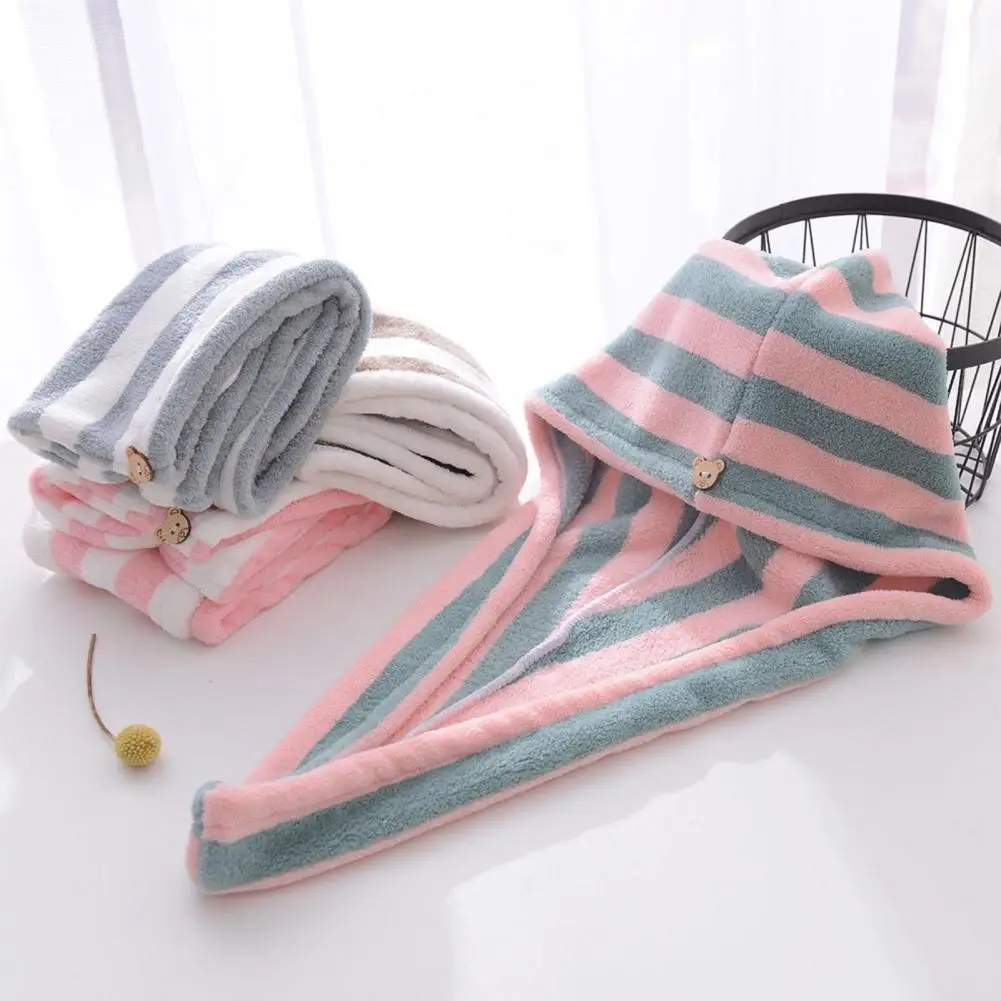 Premium Shower Head Towel Safe Wrapped Bath Cap Quick Drying Convenient Hair Towel Wrap with Buttons