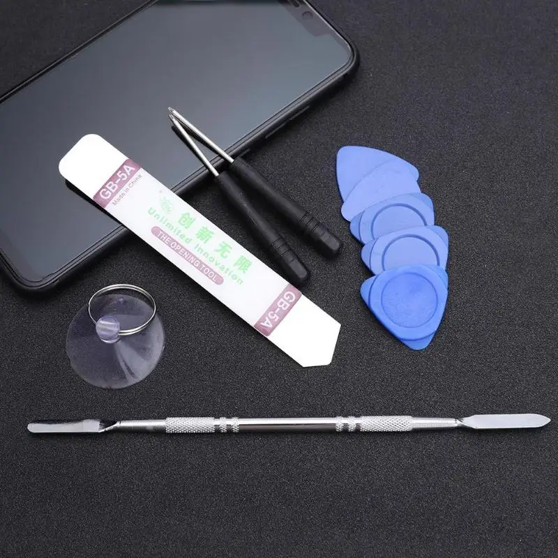 19pcs/Set Stainless Steel Opening Plate Spudgers Screwdrivers Tri-Agnle Picks Suction Cup Phone Disassemble Repair Tool Kit