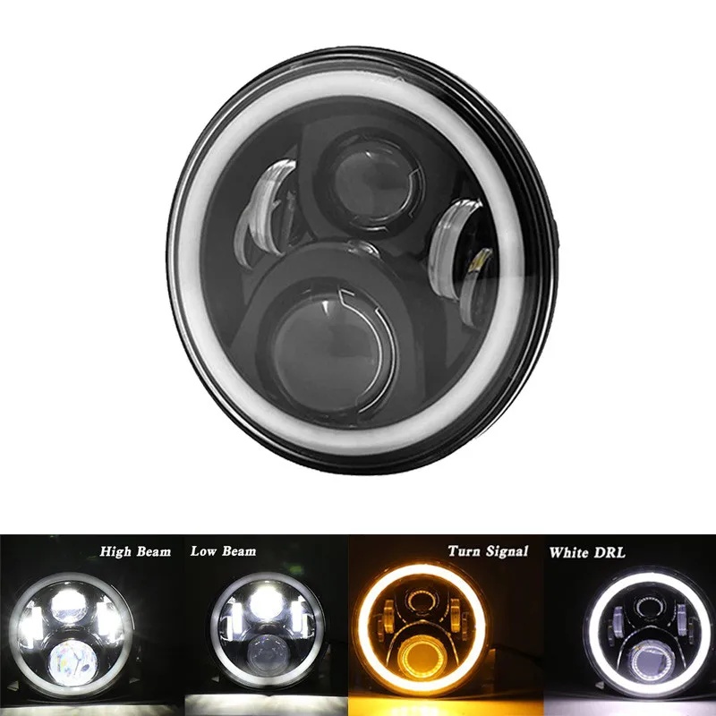 Black headlight 2 Аксессуары для мотоциклов 7 дюймов светодиодный налобный фонарь Корпус кронштейн обшивка кольцо 7 ''50 Вт H4 Высокий/Низкий светодиодный светильник лампа головной светильник для Harley - Цвет: Black headlight 2