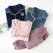 Lsland бархатные женские и мужские осенне-зимние пижамы, комплект из 2 предметов, фланелевые пижамы, теплые парные пижамы, пижамы с длинным рукавом, домашняя одежда