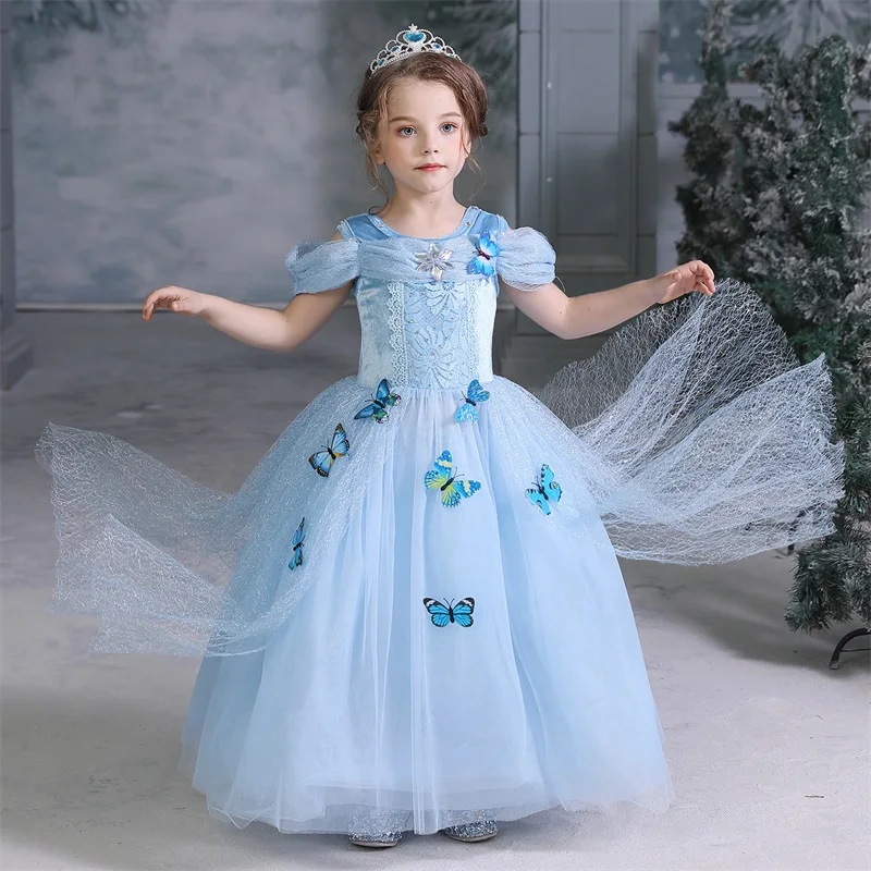 Hallween Costume For Kids Princess Anna Elsa Dress Girl Snow White Carnival Party Birthday Dress Cinderella Clothes Christmas