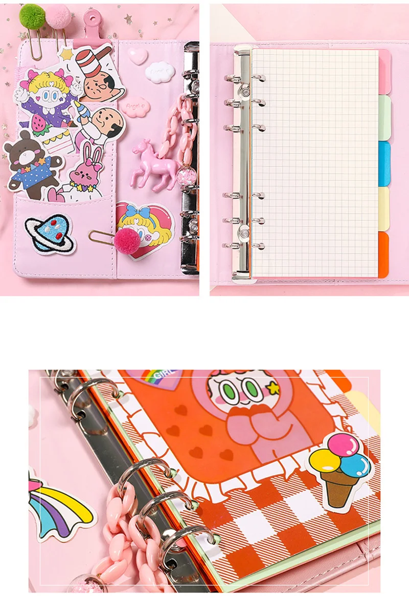 Kawaii notebook A6 Binder Bullet Journal корейские девочки Сделай Сам органайзер для планирования мероприятий записная книжка на спирали набор милый дорожная инструкция