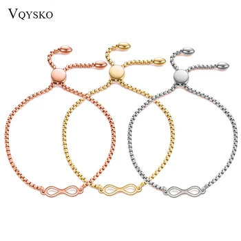 

Fashion Women Infinite bracelet Jewlry Wholesale Stainless Steel Chain Bowknot Bracelets For Female Length Adjustable