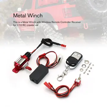 

RC Car Metal Winch with Wireless Remote Controller Receiver for 1:10 RC4WD Axial SCX10 D90 Traxxas HSP Redcat RC Crawler Car