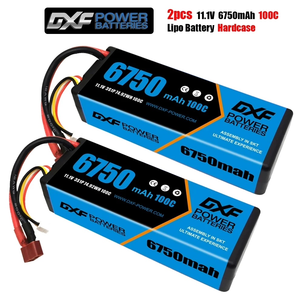 1/2PCS DXF Lipo 3S 4S 2S Battery 7.4V 11.1V 14.8V 8400mAh 6500mAh 6750mAh 7000mAh 5200mAh 9200mah 10000mah Hardcase for RC Car 6
