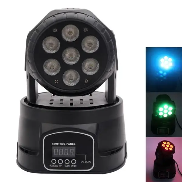 

[US-W]80W 7-RGBW LED Auto / Voice Control DMX512 Mini Moving Head Stage Lamp (AC 110-240V) Black