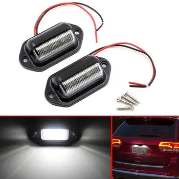 

EIDRAN 2Pcs Universal 12V Car Truck License Plate White LED Light Lamp 6000K Waterproof