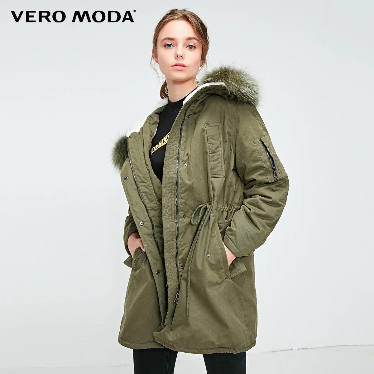 

Vero Moda 2019 Women's Detachable Mane Liner Military Style Outwear Padding Parka Coat | 318422506