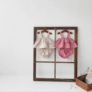 

2020 Korea Style Baby Girls 2pcs Set Vest+ Shorts Summer Kids Girls Suits 0-2 Years