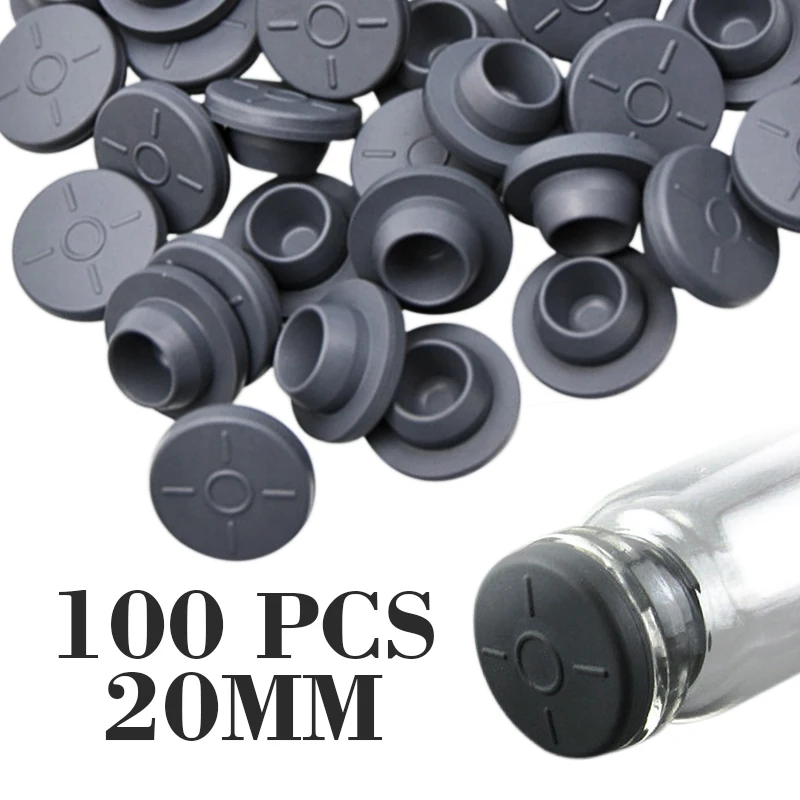 50pcs Rubber Stoppers Self Healing Injection Ports Inoculation For 13mm Opening 